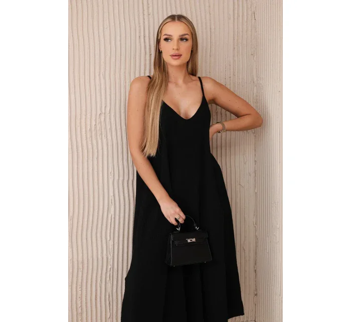 Mušelínové šaty na ramínka černý