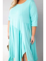 Dámská bavlněná model 21881291 Plus Size s asymetrickým spodním lemem mátová - K-Fashion