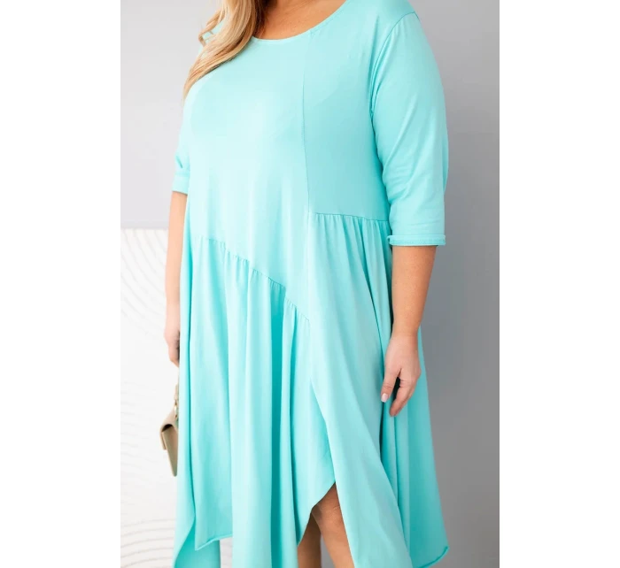 Dámská bavlněná model 21881291 Plus Size s asymetrickým spodním lemem mátová - K-Fashion