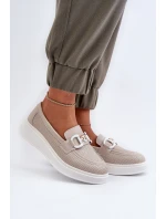 Dámské kožené mokasíny na platformě béžové model 21655725 - S.Barski