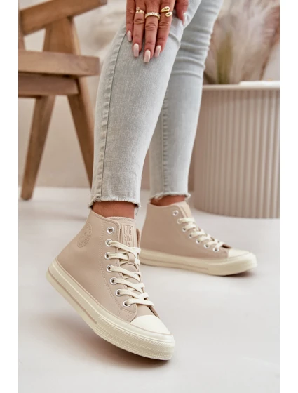 Dámské Tenisky Z Eko Kůže Béžové Big Star OO274934 Dámské Tenisky Z Eko Kůže Béžové Big Star OO274934