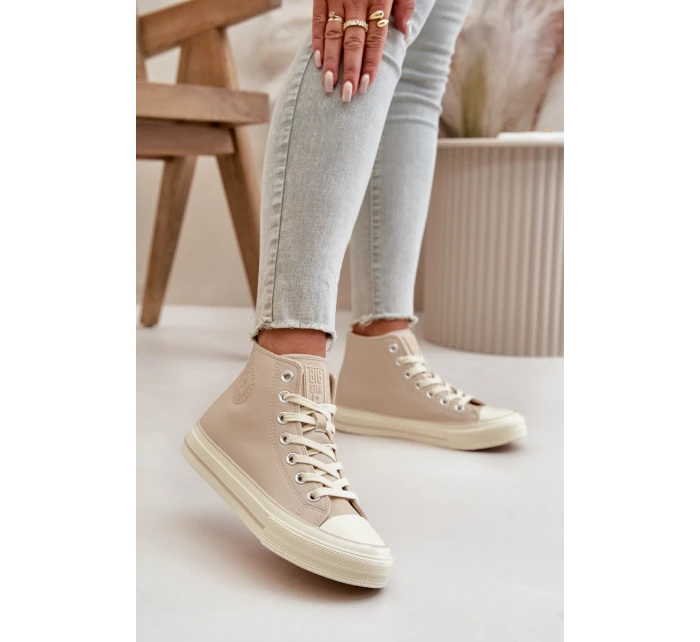 Dámské Tenisky Z Eko Kůže Béžové Big Star OO274934 Dámské Tenisky Z Eko Kůže Béžové Big Star OO274934