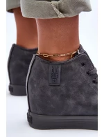 Dámské Kožené Tenisky Na Koturnu Big Star Šedé Dámské Kožené Tenisky Na Koturnu Big Star Šedé