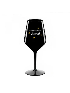 model 22168107 SI VÁNOCE černá nerozbitná sklenice na víno 470 ml - Giftela