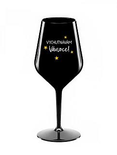 model 22168107 SI VÁNOCE černá nerozbitná sklenice na víno 470 ml - Giftela