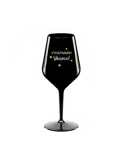 model 22168107 SI VÁNOCE černá nerozbitná sklenice na víno 470 ml - Giftela