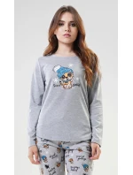 Dámské pyžamo dlouhé Tygřík šedé - Vienetta