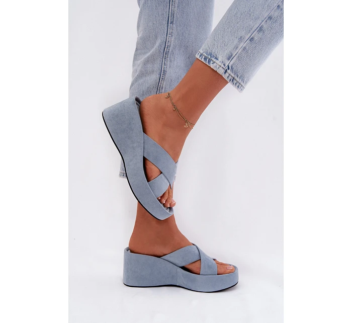 Dámské semišové nazouváky modré  Paris model 22092288 - SWEET SHOES