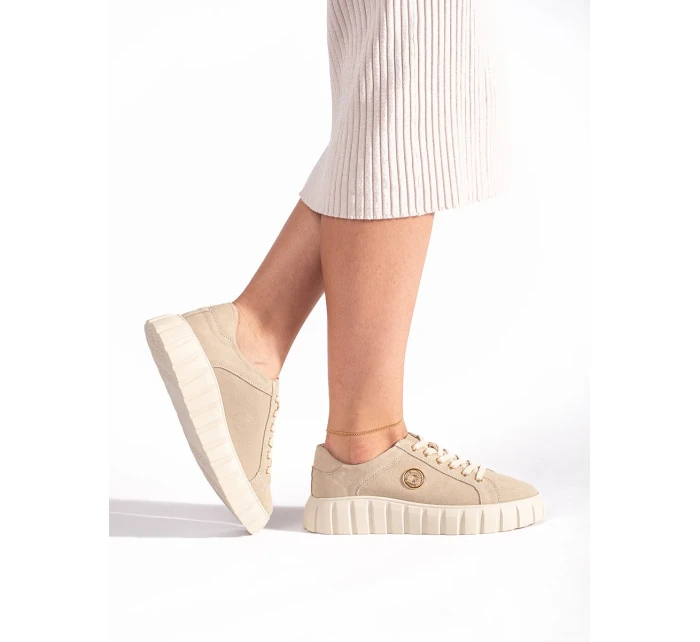 Stylové dámské  polobotky hnědé platforma