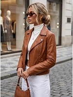 Dámská bunda ve stylu Ramones z ekologické kůže, hnědá, FashionStreet TY5731 Dámská bunda ve stylu Ramones z ekologické kůže, hnědá, FashionStreet TY5731
