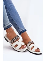 Dámské Kožené Pantofle S Suchým Zipem Leopard Vinceza 66769 Světle Béžové