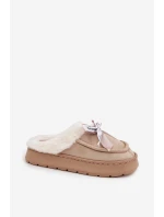 Dámské pantofle s kožešinou a mašlí Béžové Fenella Dámské pantofle s kožešinou a mašlí Béžové Fenella