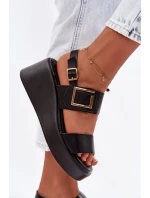 Dámské sandály na platformě s ozdobným detailem Černé model 22037679 - Boto