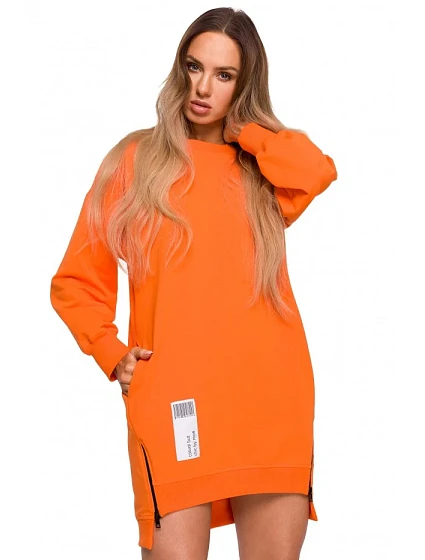 model 18004078 Svetrová tunika se zipy oranžová - Moe
