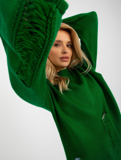 Zelený dámský oversize svetr s dírami