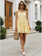 Letní dámské bavlněné šaty s prolamovaným vzorem v citronově žluté barvě FashionStreet EY2677 Letní dámské bavlněné šaty s prolamovaným vzorem v citronově žluté barvě FashionStreet EY2677