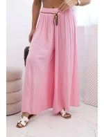 Dámské kalhoty z viskózy se širokými nohavicemi bonbónově růžová Dámské kalhoty z viskózy se širokými nohavicemi bonbónově růžová