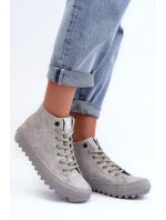 Dámské Tenisky Big Star Vysoké Zateplené Šedé GG274070 Dámské Tenisky Big Star Vysoké Zateplené Šedé GG274070