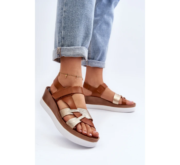 Zazoo 40397 Dámské Kožené Sandály na Platformě Hnědé