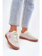 Semišové Sportovní Boty Tenisky Dámské D.Franklin Ztlumená Bílá DFSH387005