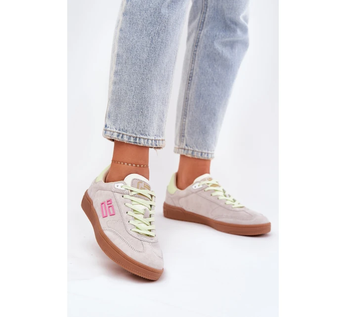 Semišové Sportovní Boty Tenisky Dámské D.Franklin Ztlumená Bílá DFSH387005