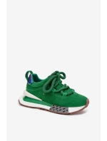 Semišové dámské tenisky na platformě s šněrováním  zelené model 21710412 - Artiker