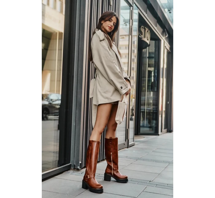 Dámské kožené kozačky Camel  model 21069641 - SWEET SHOES
