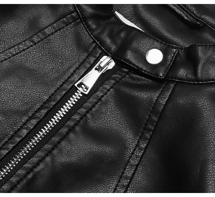 Krátká černá bunda ramoneska se stojáčkem (11Z8038)