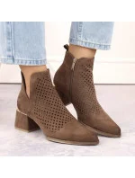 Semišové boty na podpatku W model 21996771 hnědé - Potocki Semišové boty na podpatku W model 21996771 hnědé - Potocki