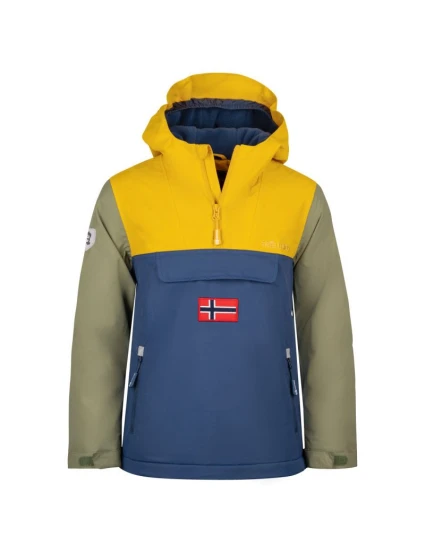 Trollkids Dětská nepromokavá bunda do deště Kirkenes Anorak žlutá/modrá (322-703)