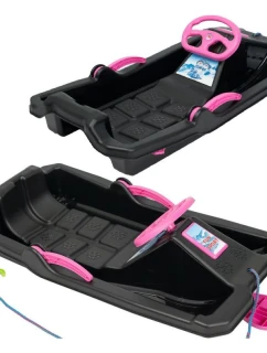 PLASTOVÉ SLEVY S BRZDOU A ŘÍDICÍM PRVKEM ADAŚ 84x43x25CM ČERNÁ S ČERVENOU BARVOU