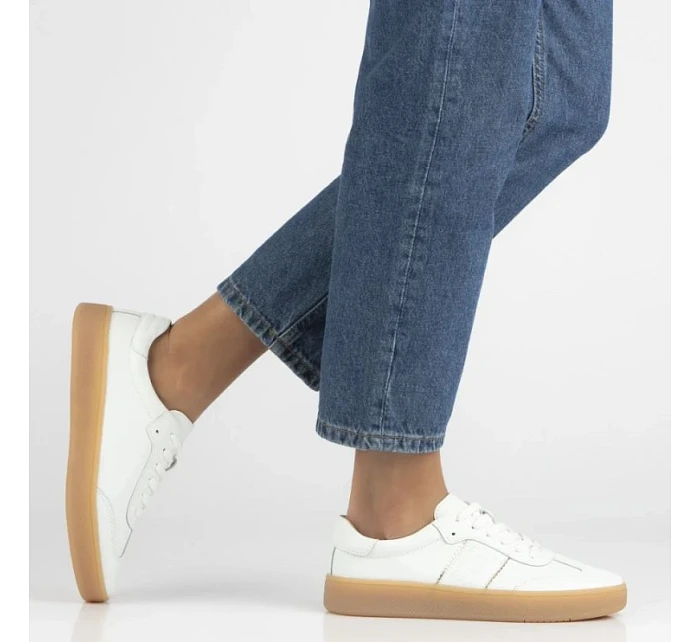 Dámské kožené boty na platformě bílé Filippo DP7543/26 Dámské kožené boty na platformě bílé Filippo DP7543/26