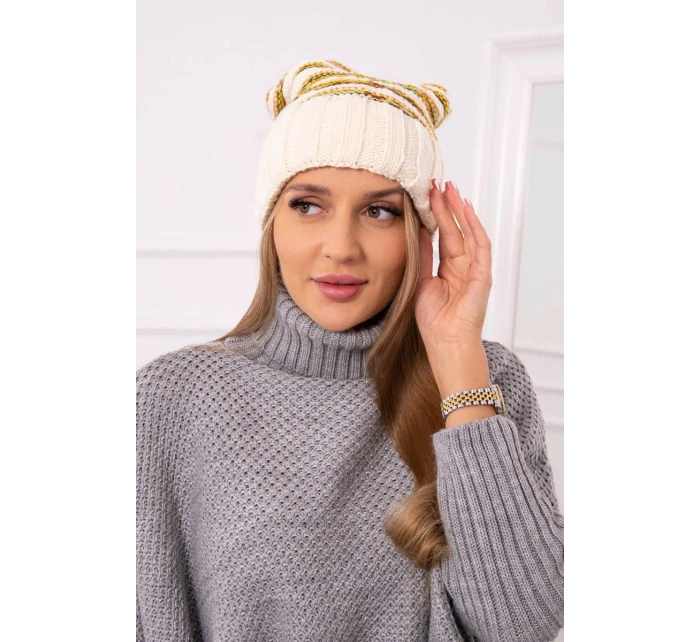 Dámská čepice Feba K330 ecru+green neon Dámská čepice Feba K330 ecru+green neon