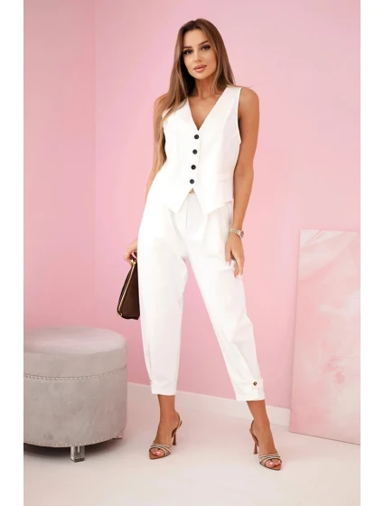 Set vesta + kalhoty ecru