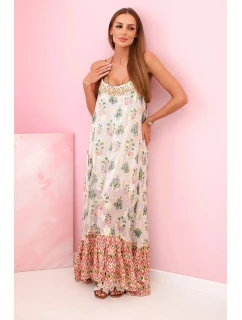 Dámské šaty na ramínka ze světlé viskózy korálový