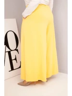 Dámské bavlněné kalhoty Plus Size s širokým střihem a volným střihem žluté Dámské bavlněné kalhoty Plus Size s širokým střihem a volným střihem žluté