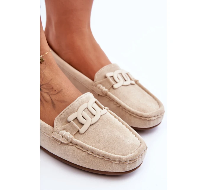 Dámské módní semišové mokasíny Bežové model 21625619 - Boto