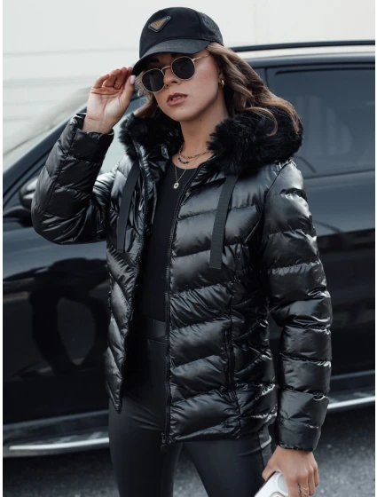 Dámská prošívaná zimní bunda s kapucí černá model 21980384 - Dstreet