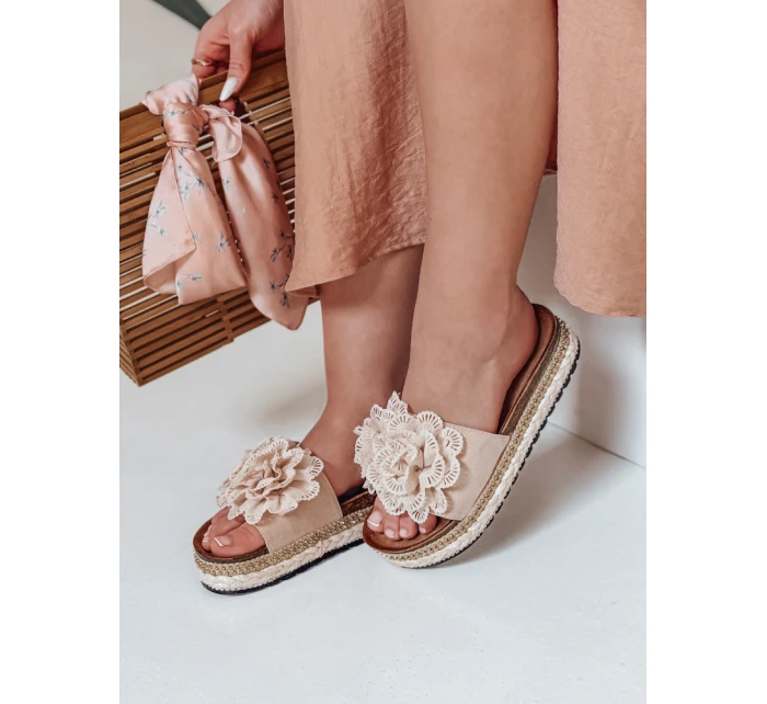 Dámské květinové žabky KWIATARIS beige FashionStreet ZY0912