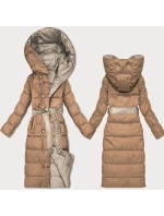 hnědá oboustranná zimní bunda s páskem model 21750869 - MINORITY