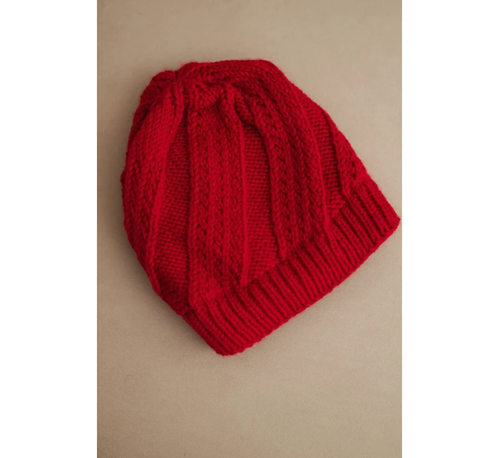 Dámská zimní čepice z vlny model 21750362 červená - K-Fashion