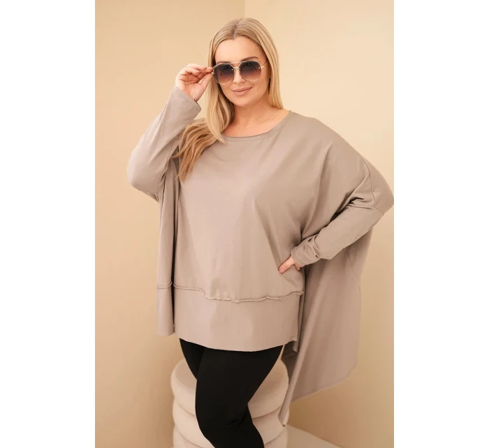 Dámská tunika Plus Size z bavlny s asymetrickým spodním lemem fango