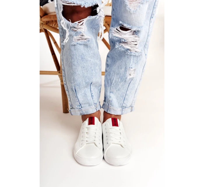 Dámské Kožené Tenisky Se Stuhou BIG STAR DD274685 Bile Dámské Kožené Tenisky Se Stuhou BIG STAR DD274685 Bile