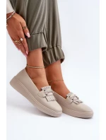 Lehké Dámské Mokasíny Kožené Na Platformě Beige model 21655865 - S.Barski