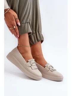 Lehké Dámské Mokasíny Kožené Na Platformě Beige model 21655865 - S.Barski
