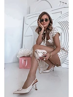 Dámské sandály na podpatku s ozdobným detailem světle béžové model 22027892 - Boto