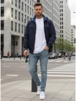 FashionStreet pánská tmavě modrá oboustranná přechodná bunda TX4985 FashionStreet pánská tmavě modrá oboustranná přechodná bunda TX4985