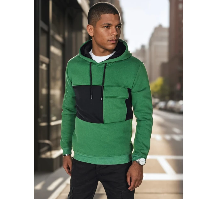 Pánská tmavě zelená mikina s kapucí FashionStreet BX5910