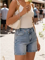 Szorty damskie jeansowe z wysokim stanem niebieskie model 22155345 - FashionStreet