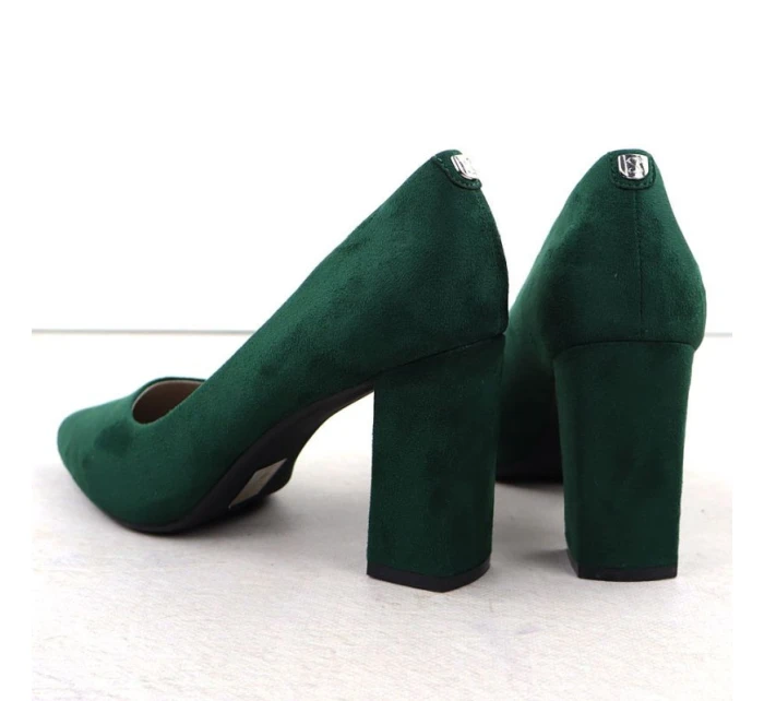 Zelené semišové lodičky na jehlovém podpatku Sergio Leone PB216